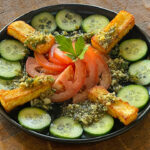 Fried Cheese with lebneh Zaatar Zeit Zavtoun